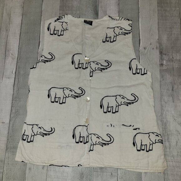 Primitive Arts Ltd Cotton Elephant Print Sleeveless Vest Top M - Picture 5 of 9